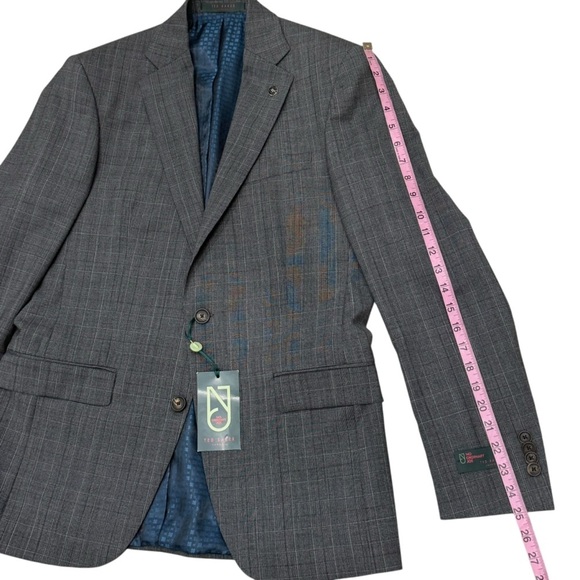 Ted Baker London No Ordinary Joe Jake Wool Suit Grey Black Glen Check 40REG 34W - Picture 4 of 16